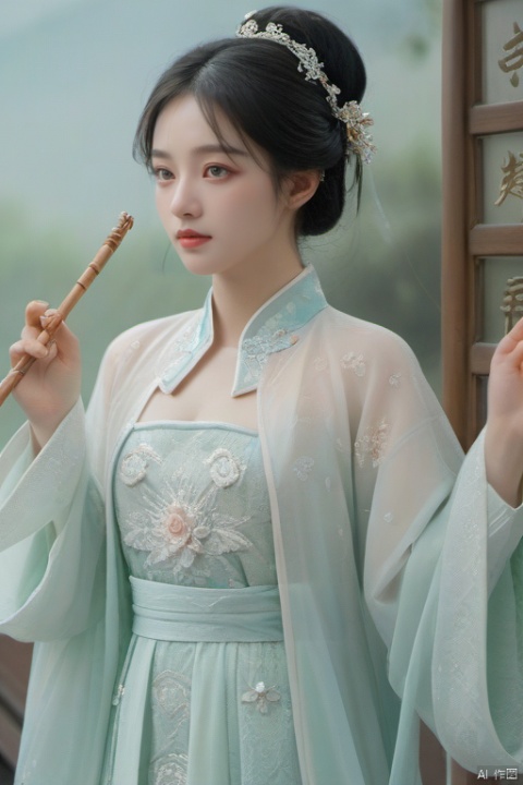  Realistic,masterpiece,best quality,ultra detailed,official art,beauty and aesthetics,detailed,intricate,highly detailed,1girl,chinese girl,solo,Magic sticks,grimoires,highlydetailed,delicatecountenance,fancy,glassytexture,accessory,gown,crush,手拿着一把古风伞