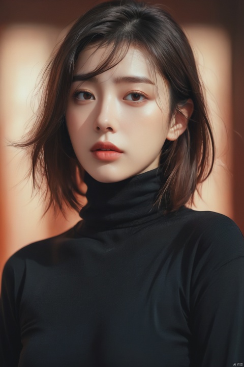  A stunning intricate full color portrait of (sks woman:1), wearing a black turtleneck, epic character composition, by ilya kuvshinov, alessio albi, nina masic, sharp focus, natural lighting, subsurface scattering, f2, 35mm, film grain