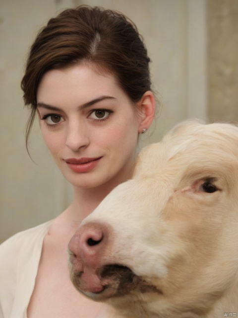  [dog|cow],[cinematic|photo] woman, Anne Hathaway