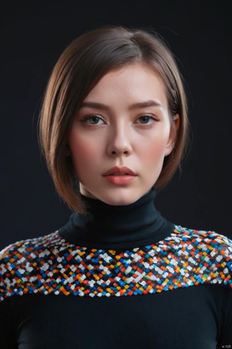  A stunning intricate full color portrait of (sks woman:1), wearing a black turtleneck, epic character composition, by ilya kuvshinov, alessio albi, nina masic, sharp focus, natural lighting, subsurface scattering, f2, 35mm, film grain