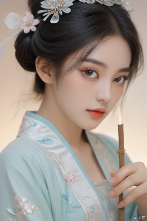  Realistic,masterpiece,best quality,ultra detailed,official art,beauty and aesthetics,detailed,intricate,highly detailed,1girl,chinese girl,solo,Magic sticks,grimoires,highly detailed,delicate countenance,fancy,glassytexture,accessory,gown,crush,手拿着一把古风伞