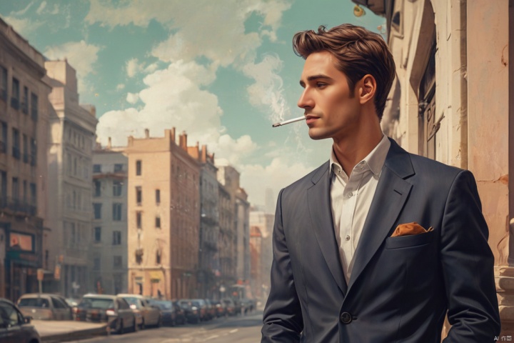  Respectful man with clean habits, no smoking or drinking, elegant and refined, digital painting, positive social circle, gender equality theme, modern urban backdrop.