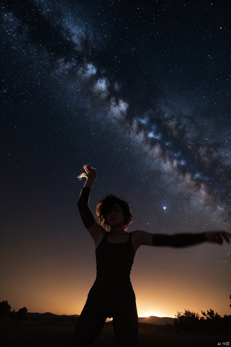  simple_background
,wearing Lycra, Black hair styled as Shaggy, at Nighttime, Very wide view, Classical, Beautifully Lit, pinhole lens, halftone texture, "Stars ignite the night, celestial flames dancing across the heavens, igniting dreams in our hearts.
