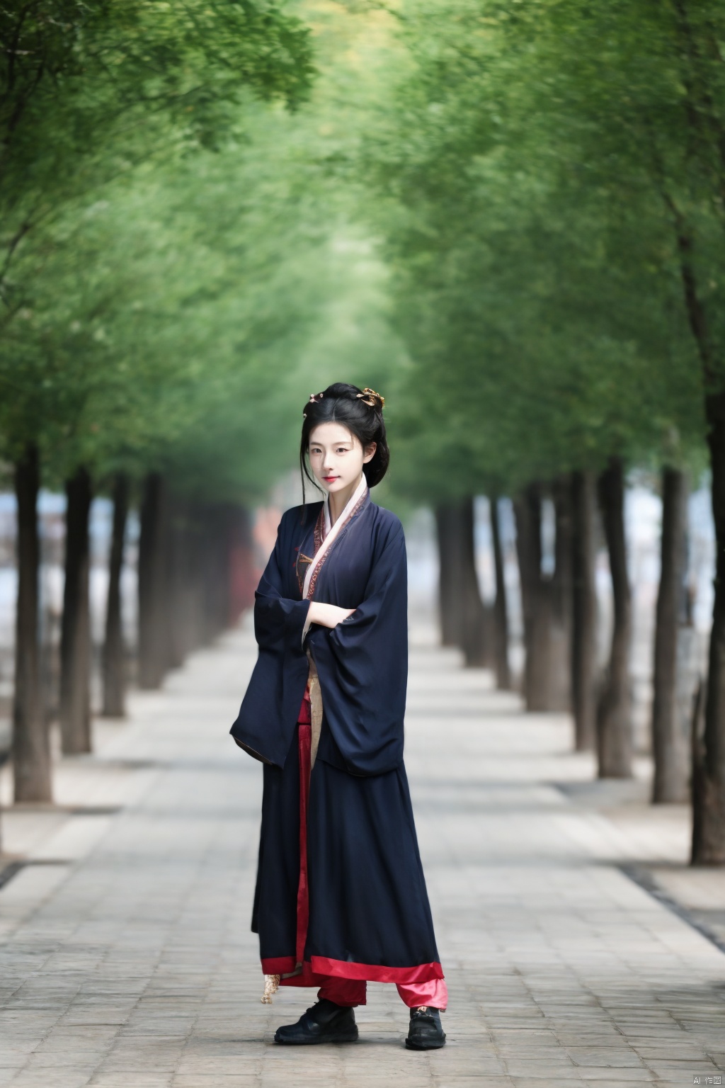  a girl,xianjing,hanfu,crane,full body