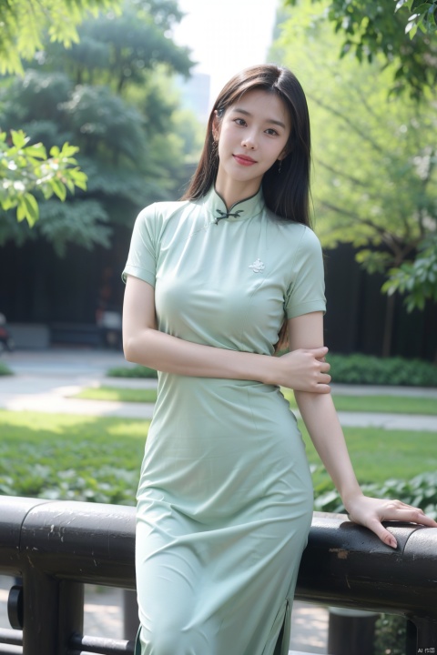 (global illumination, reality,ray tracing, HDR, unreal rendering, reasonable design, high detail, masterpiece,best quality, ultra high definition, movie lighting),
1girl,outdoor,looking_at_viewer,side_blunt_bangs,china_dress,chinese_style,big breasts,pose,solo,1girl,black hair,black eyes, , qipao, Joey Wong