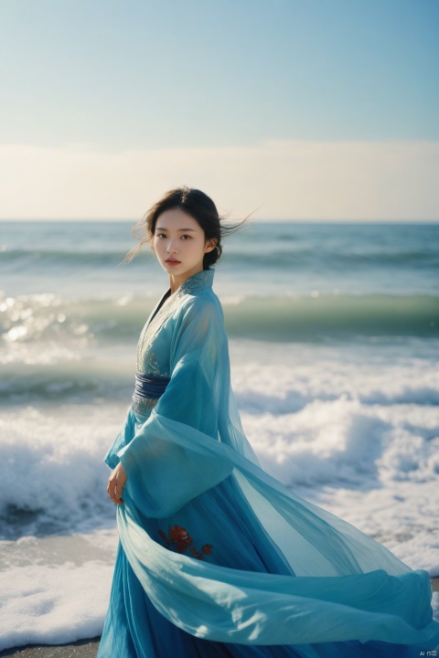stunning Chinese woman,seafront,imperfect details,side shot,shot on Mamiya RZ,light leaks,lens flare,faded shadows,blue sea,
A Chinese fairy girl in blue Hanfu stands on the back of an ice and snow colored carp,with waves crashing around her. The background is a light sky blue and white clouds,creating a dreamy watercolor effect. The image has ultrahigh definition resolution and high definition quality with delicate details,bright colors,and gorgeous depicting her elegant movements in a mysterious atmosphere,
Dark and Moody photo by Elizabeth Gadd,shadows,cinematic,a sense of scale and narrative,ethereal scenes,peaceful solitude,stunning contrasts and shadow,introspection,gorgeous [Sasha Luss|Natalia Vodianova],cute,alluring,seductive,8k,Photography,super detailed,hyper realistic,masterpiece,Depth of field,Bright color,Super lightsensation,Caustic,