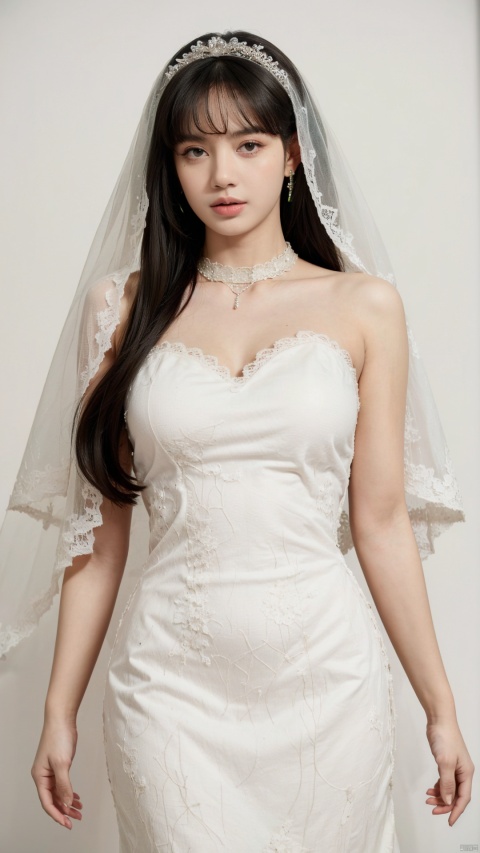  (beautiful, best quality, high quality, masterpiece:1.3)
,solo, solo focus,
huge breasts,Oval face, Water snake waist, big tits,big eye,
(green lace wedding dress:1.39), veil, wedding gloves, holding flowers,Crystal Earring, Crystal Necklace,
(no background),18yo girl, 1girl, Joey Wong