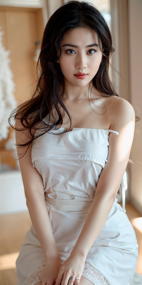  , best quality, 8K, HDR, highres, absurdres:1.2, blurry background, bokeh:1.2, Photography, (photorealistic:1.4), (masterpiece:1.3), (intricate details:1.2), 1girl, solo, delicate, (detailed eyes), (detailed facial features), petite,skin tight, (looking_at_viewer), from_front, (skinny), (lipgloss, caustics, Broad lighting, natural shading, 85mm, f/1.4, ISO 200, 1/160s:0.75),dress, , ((poakl)), , heben, underboob