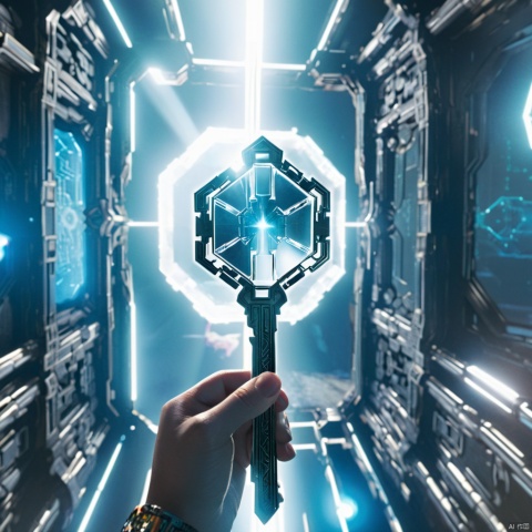  A crystal key,Symmetry, depth of field, Surrealism, first-person view, UHD, ccurate, high details, best quality,《Ready Player One》,
