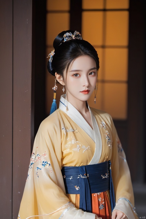1.3, Masterpiece, Highest Quality, High Resolution, Details: 1.2, 1 Girl, Bun, Hairpin, Beautiful Face, Delicate Eyes, Tassel Earrings, Necklaces, Bracelets, Hanfu, Su Embroidered Hanfu, Streamers, Ribbons, Elegant Stand Posture, Aesthetics, Movie Lighting, Ray Tracing, Depth of Field, Layering,Fluttering, Hanfu, qingsha
Negative Prompt：ugly, tiling, poorly drawn hands, poorly drawn feet, poorly drawn face, out of frame, extra limbs, disfigured, deformed, body out of frame, bad anatomy, watermark, signature, cut off, low contrast, underexposed, overexposed, bad art, beginner, *******, distorted face