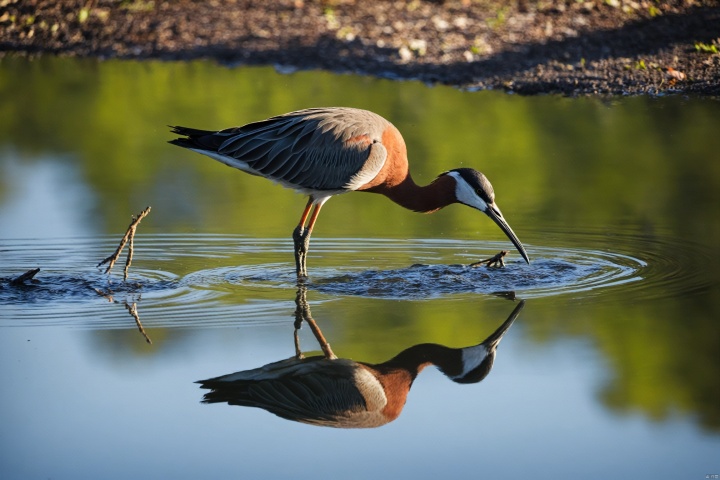 water, blurry, no humans, depth of field, bird, animal, reflection, animal focus