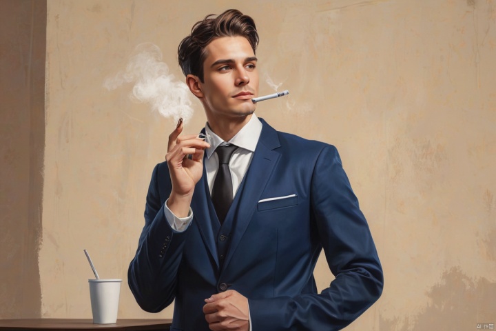  Respectful man with clean habits, no smoking or drinking, elegant and refined, digital painting, positive social circle, gender equality theme, modern urban backdrop., Illustration