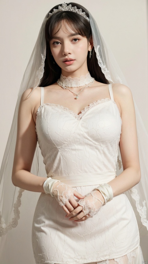  (beautiful, best quality, high quality, masterpiece:1.3)
,solo, solo focus,
huge breasts,Oval face, Water snake waist, big tits,big eye,
(green lace wedding dress:1.39), veil, wedding gloves, holding flowers,Crystal Earring, Crystal Necklace,
(no background),18yo girl, 1girl, Joey Wong