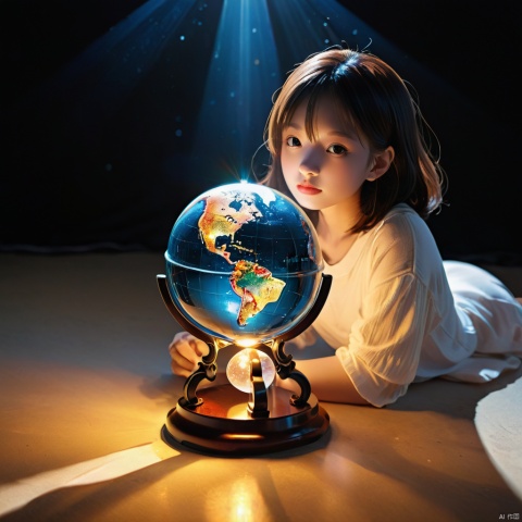 A girl,Stand on the ground,twinkle, crystal, Dreamy, Surreal, celestial globe, glowing light, super detail, award winning, best quality, high details,hell, keaiduo