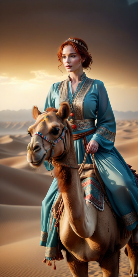  girl Xinjiang costume, riding a camel, in the desert.



dramatic,Backlighting,soft contrast,cinematic,hyperdetailed photography,texture,fog,vignette,black and brown color palete,particles,water reflection,depth of field,bokeh,85mm 1.4,sunset,(facing camera:1.1),ray tracing,shadows,ultra sharp,metal,((cold colors)),Epic CG masterpiece,(3D rendering),facing camera,ultra high resolution,(masterpiece),(best quality),(super detailed),(extremely delicate and beautiful),cinematic light,detailed environment,(real),(ultra realistic details:1.5), hand, g020, g002


, g003,Christina Hendricks