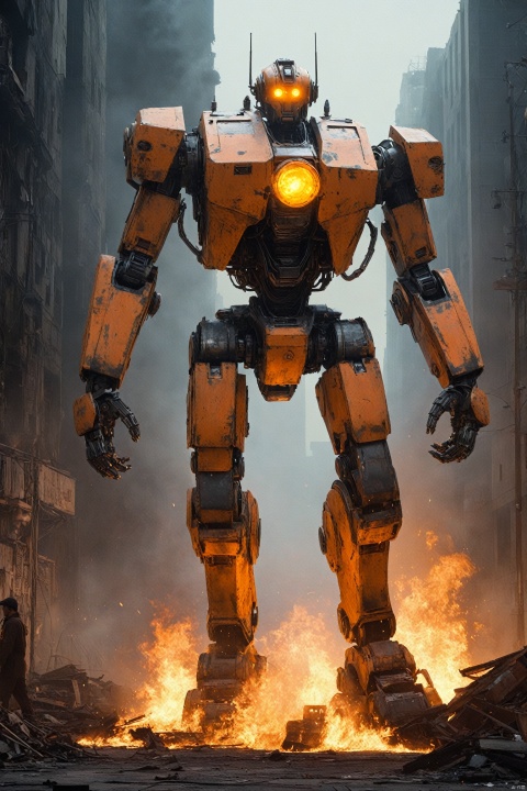 
Under the dark night sky, a giant robot stood tall. Its massive body, like a mountain, gives a sense of unshakable existence. The robot's body is made of an unknown material that looks hard and elastic, as if it were alive.
The robot's head is uniquely designed with a bright orange core at its center, which is its source of energy and where it thinks. Two orange eyes shone in the night, as if they could see everything. Its hair is thick orange lines, like tentacles extending from the core, giving it unique life and adding to its majesty.
The robot burns with orange flames, which are not for decoration, but to protect and repair the robot. Flames jumped and burned across the robot's body as if it were part of itself. This flame gives the robot life and power, making it more visible and powerful in the dark.
In the background is a scene of a ruined city. Tall buildings were burning, buildings collapsed, and smoke and dust filled the roads. The firelight lit up the sky, creating a cruel and spectacular scene with the flames on the robot. The whole city seems to be in a great disaster, and this robot is the only existence that can save the city.
Mech warrior,full body,magnificent,
render,technology, (best quality) (masterpiece), (highly detailed), game,4K,Official art, unit 8 k wallpaper, ultra detailed, beautiful and aesthetic, masterpiece, best quality, extremely detailed, dynamic angle, atmospheric,high detail,exquisite facial features,science fiction,CG,机甲, fire element