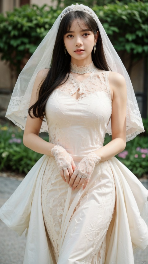  (beautiful, best quality, high quality, masterpiece:1.3)
,solo, solo focus,
huge breasts,Oval face, Water snake waist, big tits,big eye,
(green lace wedding dress:1.39), veil, wedding gloves, holding flowers,Crystal Earring, Crystal Necklace,
(no background),18yo girl, 1girl, Joey Wong