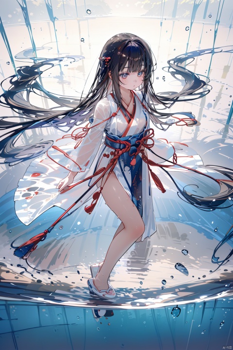  (masterpiece, top quality, best quality, official art, beautiful and aesthetic:1.2),(((1girl))),extreme detailed,solo,(((hanfu))),black hair,(((long hair))),blunt bangs,medium breasts,absurdres,wallpaper,colorful,sea,looking_at_viewer,dynamic_angle,cleavage,water,swirl,water droplets,see-through,((water drops)),wet clothes,((beautiful detailed water)),((floating)),dynamic angle,liquid background, Sputtered water,((panorama)),(((dynamic pose))),
