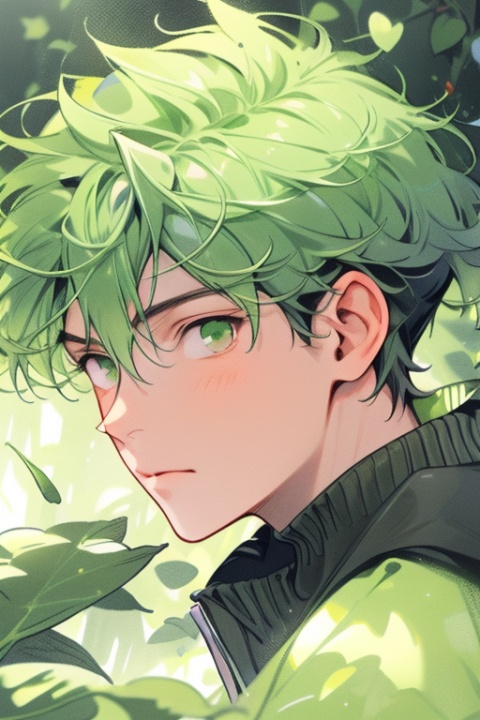 16k,1boy,green_hair