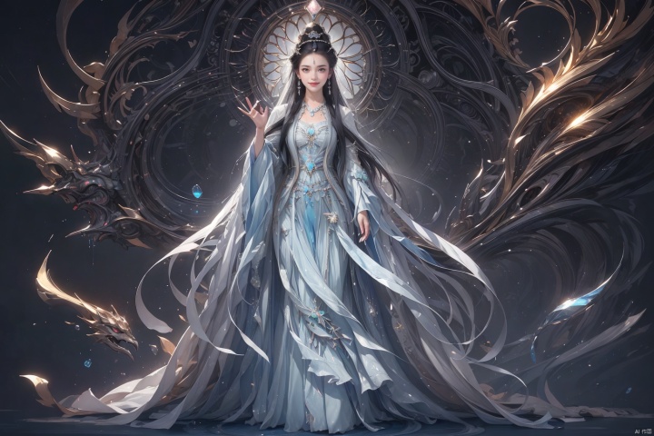  ((((1girl)))),((full body)),Black hair, bun head,Dim, scattered, backlit, beautiful sky,Long hair reaching the waist, (he skirt is very long. Women, smiling, full chested, bare feet, silver jewelry, elegant, lightweight, confident, flower posture, wisdom, charming charm, purity, nobility, artistry, beauty, (best quality), masterpiece, highlights, (original), extremely detailed wallpaper, (masterpiece: 1.3), (high resolution: 1.3), (an extremely detailed 32k wallpaper: 1.3), (best quality), Highest image quality, exquisite CG, high quality, high completion, depth of field, (girl: 1.5), (an extremely delicate and beautiful girl: 1.5), (perfect whole body details: 1.5), beautiful and delicate nose, beautiful and delicate lips, beautiful and delicate eyes, (clear eyes: 1.3), beautiful and delicate facial features, beautiful and delicate face, detailed beautiful clothes, complex details, Extreme detail portrayal, HDR, detailed background, realistic, (transparent PV iridescent colors: 1.3),FUJI,Film(/FUJI/),bj_Alice,LOMO,cyborg,1 girl,huliya,fox, yuechan,yc-hd, 1girl, crystal, Crystal Girl, crystaleyes
