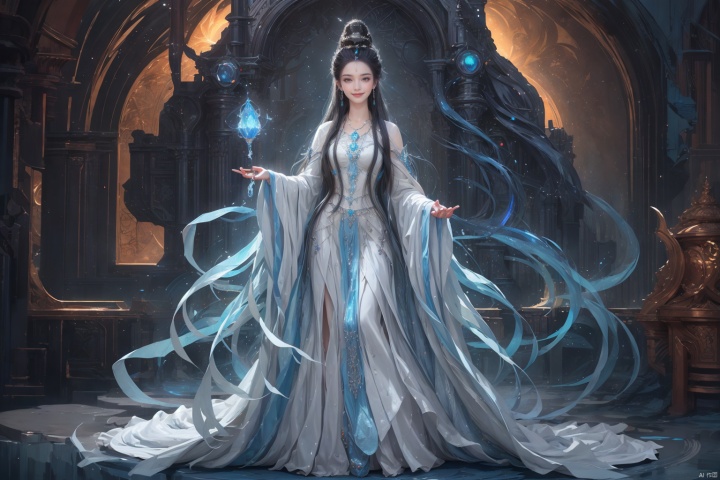  ((((1girl)))),((full body)),Black hair, bun head,Dim, scattered, backlit, beautiful sky,Long hair reaching the waist, (he skirt is very long. Women, smiling, full chested, bare feet, silver jewelry, elegant, lightweight, confident, flower posture, wisdom, charming charm, purity, nobility, artistry, beauty, (best quality), masterpiece, highlights, (original), extremely detailed wallpaper, (masterpiece: 1.3), (high resolution: 1.3), (an extremely detailed 32k wallpaper: 1.3), (best quality), Highest image quality, exquisite CG, high quality, high completion, depth of field, (girl: 1.5), (an extremely delicate and beautiful girl: 1.5), (perfect whole body details: 1.5), beautiful and delicate nose, beautiful and delicate lips, beautiful and delicate eyes, (clear eyes: 1.3), beautiful and delicate facial features, beautiful and delicate face, detailed beautiful clothes, complex details, Extreme detail portrayal, HDR, detailed background, realistic, (transparent PV iridescent colors: 1.3),FUJI,Film(/FUJI/),bj_Alice,LOMO,cyborg,1 girl,huliya,fox, yuechan,yc-hd, 1girl, crystal, Crystal Girl, xiaoyemao