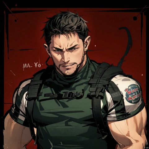  chris redfield,muscular male,anthropomorphic,tentacles,binding,big_boobs , cinematic angle,two man