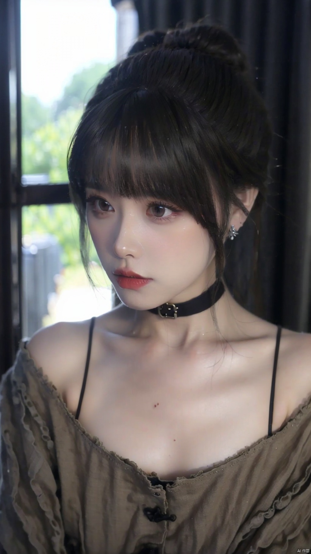  Masterpiece,Ultimate,A girl,silk,cocoon,spider web,Solo,Complex Details,Color Differences,Realistic,Moderate Breath,Off Shoulder,Eightfold Goddess,Hair Above One Eye,Earrings,Sharp Eyes,Perfect Fit,Choker,Dim Lights,cocoon,transparent,jiBeauty,yifu,wangyushan,upper_body,chinese_clothes,background_sky,no hair on eye,looking_at_viewer,facing_viewer,front-view,do not tilt,do not bias,no leap.