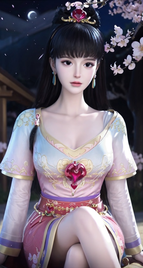 ,1girl, dress, solo, white hair, jewelry, earrings, detached sleeves, (1girl, pov, best quality, masterpiece, ), (((, night, cherry blossoms, ))), ultra realistic 8k cg, flawless, clean, masterpiece, professional artwork, famous artwork, cinematic lighting, cinematic bloom, perfect face, beautiful face, fantasy, dreamlike, unreal, science fiction, luxury, jewelry, diamond, gold, pearl, gem, sapphire, ruby, emerald, intricate detail, delicate pattern, charming, alluring, seductive, erotic, enchanting, hair ornament, necklace, earrings, bracelet, armlet, halo, autumn leaves, hime cut, w-sitting on the ground,2b white,ahoge