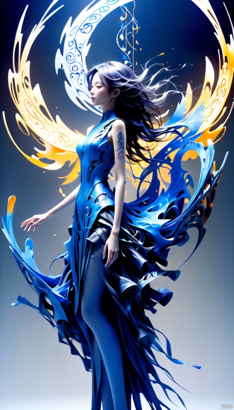 masterpiece,best quality,
1girl,Detailed complex chaotic seascape blue burning light mysterious silhouette of phoenix,fung-hwang,UV-reactive,blue light art concept by Waterhouse,Carne Griffiths,Minjae Lee,Ana Paula Hoppe,Stylized florescent art,Intricate,Complex contrast,HDR,OverallDetail,mineral color painting,bailing_robot,robotics,machine_robo,Matte Metal, bailing_model(((musical notes in the air. sound waves. musical staff. woman who exudes elegance))),3/4 length portrait,inspired by electric expressionism with swirls,embodied within electrical art,(((musical notes. symphony))),by Dreamer,
ultra-thin,
Very detailed,bailing_robot,robotics,machine_robo,Matte Metal