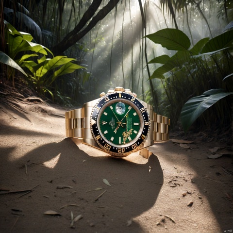 Masterpiece, best quality, stunning details, realistic, (Rolex's dual exposure lens in the jungle), excellent composition, ultimate light and shadow,