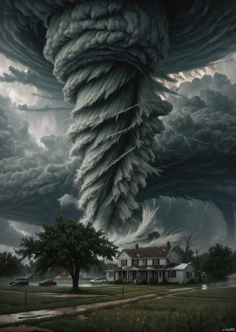 Masterpiece, the best quality, amazing details, realistic, huge tornado, storm, the sky was full of lace underpants and pantyhose,