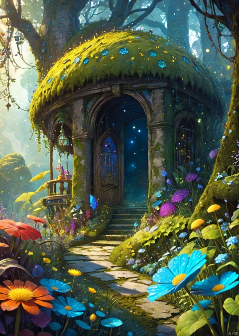  best quality, abandoned garden, ivy, moss, dandelion flowers, glittering, close up detailed perfect, detailed scales, otherworldly, Craola, Dan Mumford, Andy Kehoe, Luis Royo. 2d, flat, cute, adorable, fairytale, storybook detailed illustration, cinematic, ultra highly detailed, tiny details, beautiful details, mystical, luminism, vibrant colors