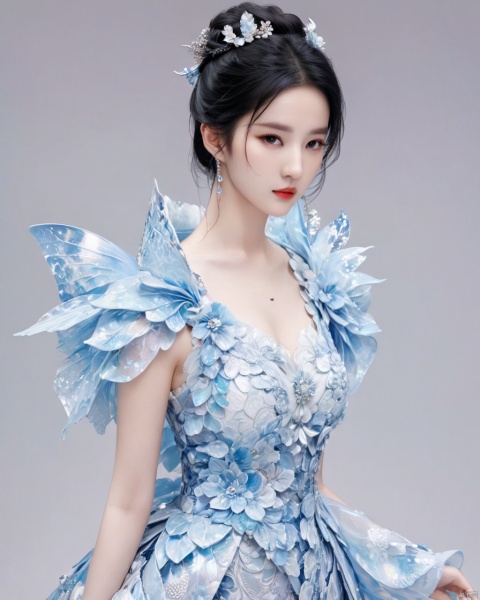  Transparent blue and white porcelain PVC skin, transparent blue and white porcelain colored skin scales, prisms, holography, color difference, fashion illustrations, masterpieces, Chinese dragon and Harajuku fashion, looking at the audience, 8k, super detailed, pixiv