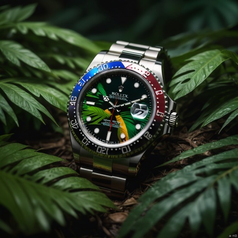 Masterpiece, best quality, stunning details, realistic, (Rolex's dual exposure lens in the jungle), excellent composition, ultimate light and shadow,