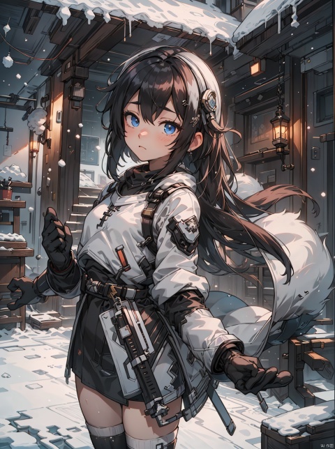  tilt shift, excellent lighting, super detail, depth of field, science fiction, colorful, masterpiece, best quality, ((high saturation)),((ultra-detailed)), Fujifilm, depressed, ((beautiful 25 year old girl), black and white, 1girl, , Winter, shota