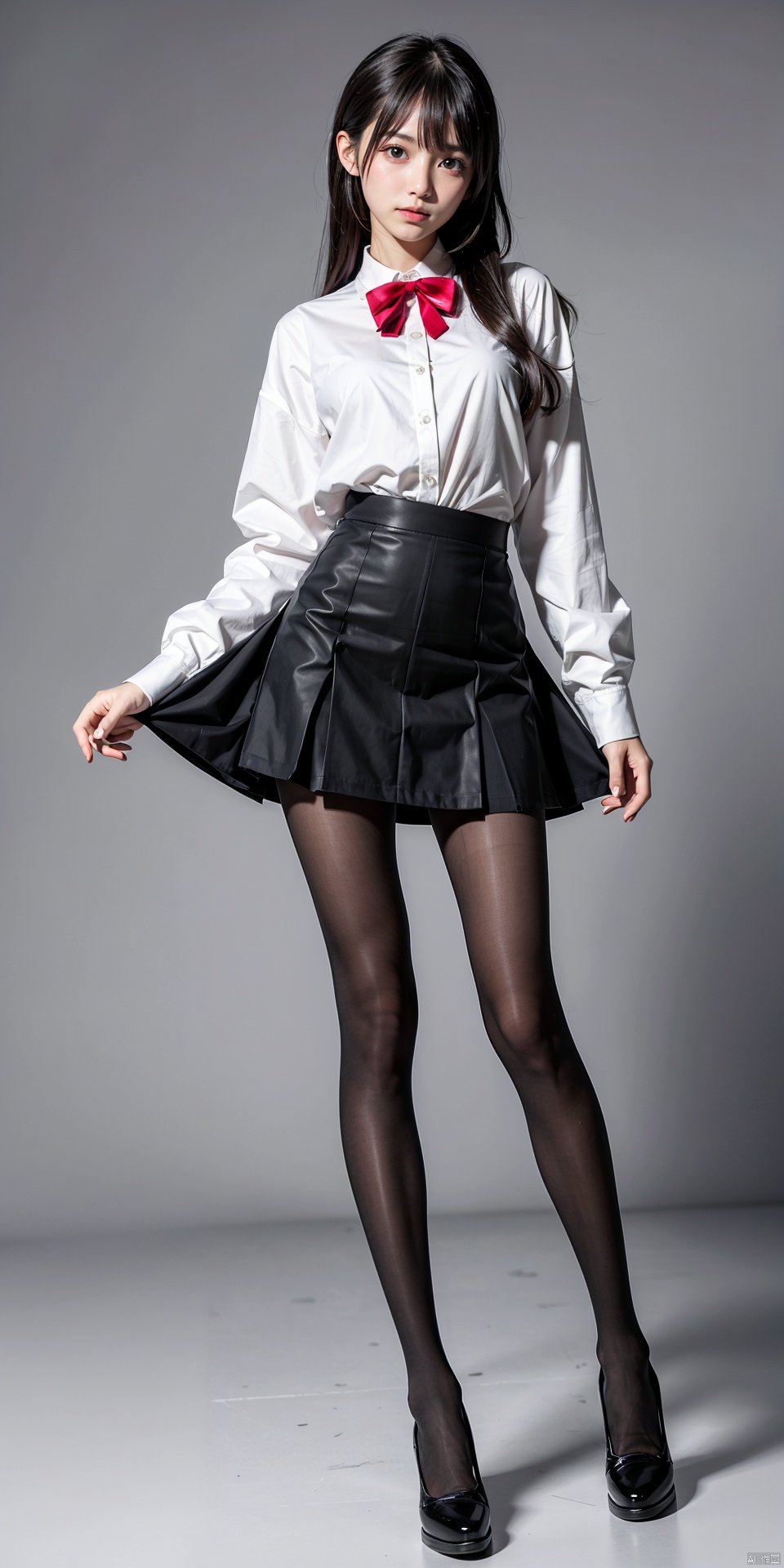  Super long legs, 1 girl, standing,
Professional studio, integrated short skirt, t,yuzu,pantyhose,sssr, 1girl