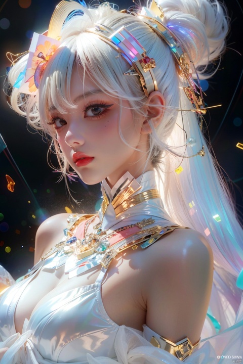  (((Long eyelashes))),red lips,(big boobs),(((Labia rubra))),beautiful detailed glow,Luminous particle,((illustration)), ((floating hair)), ((chromatic aberration)), ((caustic)), lens flare, dynamic angle,    (1 girl), cute face, ((hidden hands)), asymmetrical bangs, (beautiful detailed eyes), eye shadow, ((colorful refraction)), (beautiful detailed sky), ((dark intense shadows)), ((cinematic lighting)), ((overexposure)), ((sharp focus)), ((masterpiece)), (((best quality))), ((extremely detailed)), colorful, hdr,pantyhose