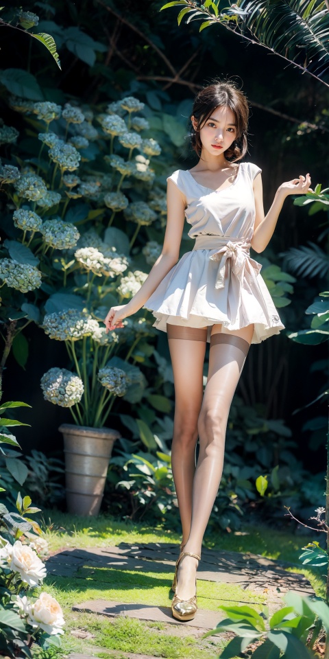  Super long legs, 1 girl, standing, Professional studio, integrated short skirt, t,yuzu,pantyhose,sssr