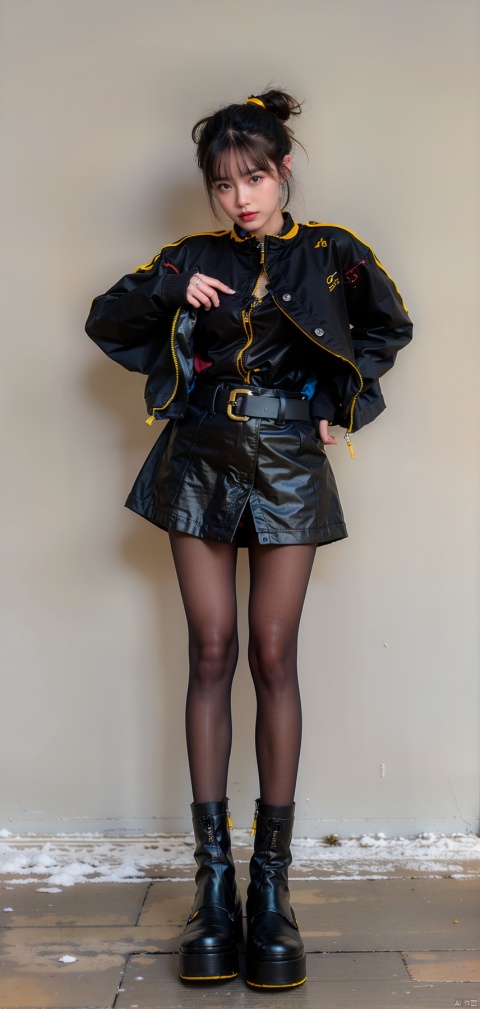  (Good anatomical structure), HDR, UHD, 8K, A real person, Highly detailed, best quality, masterpiece, 1girl, realistic, Highly detailed, (EOS R8, 50mm, F1.2, 8K, RAW photo:1.2), ultra realistic 8k, solo, 1girl, belt,black pantyhose,long_hair,Wind, flowing hair,,aircraft,long leg,seductive_pose,seducing eyes, knolling,super long legs,skinny,moyou, machinery