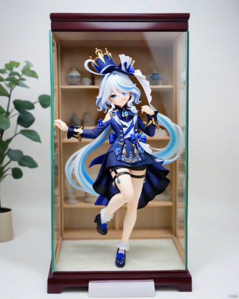  chibi,full body,dance,happy expression,
Positive, delicate facial features,heterochromia, furina, 1girl, solo, cutout dress, clothing cutout, Traditional glasses art  display cabinets, closed mouth, shouban