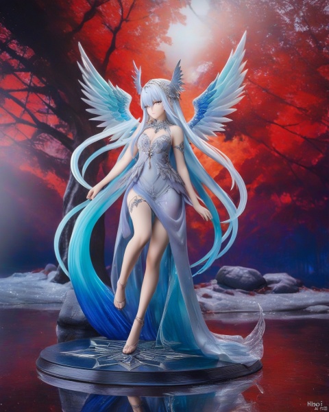 In the ethereal twilight of the image, the captivating allure commands attention. Transcending the conventional, icy tendrils and ((Frosty Wings)) replace their fiery counterparts, casting an enchanting and chilling ambiance