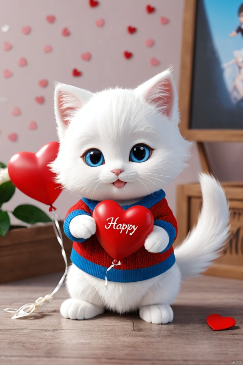  professional 3d model,anime artwork pixar,3d style,good shine,OC rendering,highly detailed,volumetric,dramatic lighting,

A warm and vibrant 3D rendering of a chibi cute furry white kitten wearing a red sweater and matching blue sneakers. He held a bouquet of roses and a heart-shaped balloon with ((( "Happy Mother's Day" )))written in elegant fonts. The little hearts surrounding it add to the sweetness of the scene. The snowy background, warm colors, and cozy atmosphere create a feeling of happiness and love. Meticulous attention to detail and attention to typography make it a captivating poster or photo, perfect for brightening any space.

beautiful colorful background,very beautiful,masterpiece,best quality,super detail,anime style,key visual,vibrant,studio anime, 