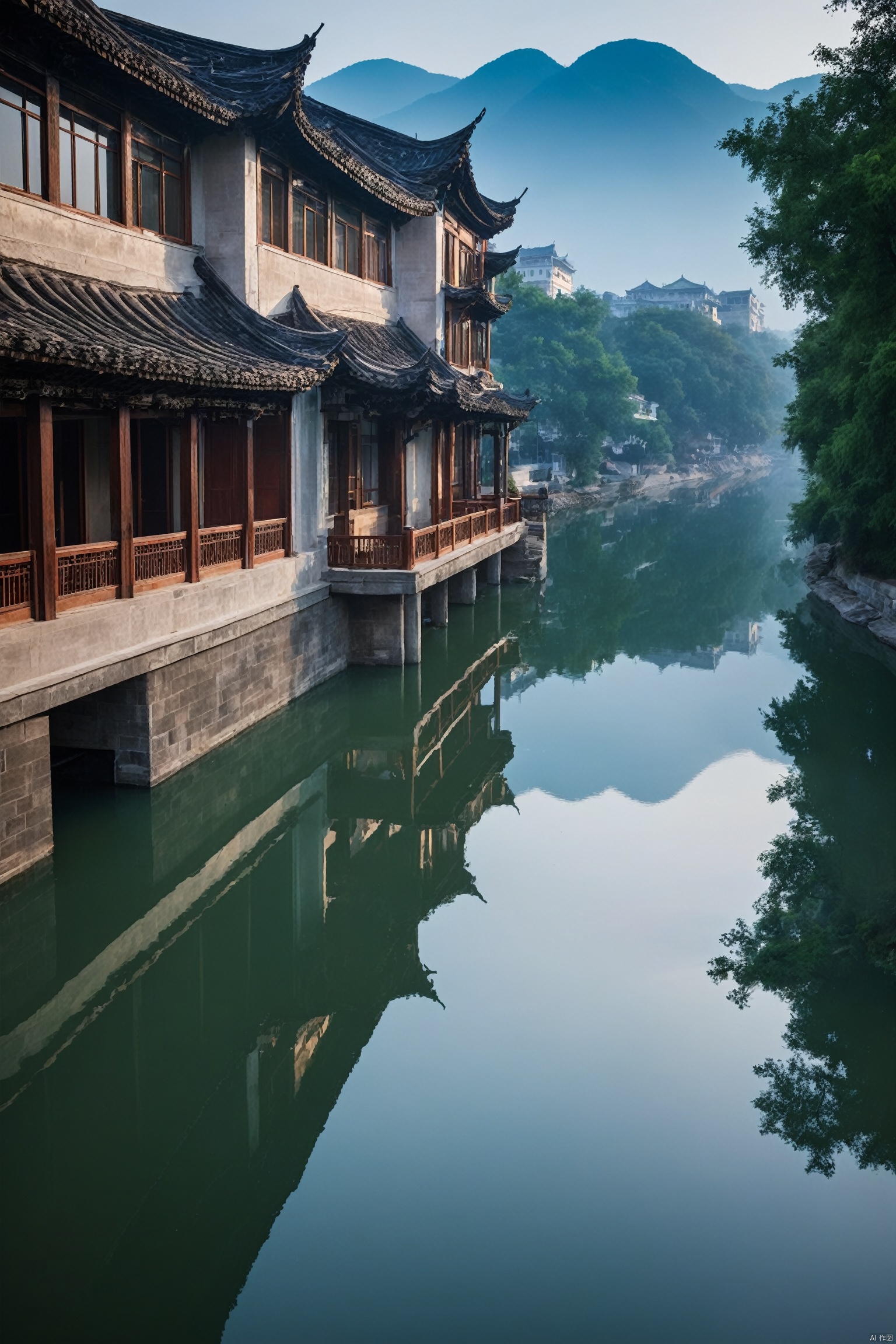 In Ganzhou, Bahjing Terrace offers a surreal view of the tranquil Gan River, captured in ethereal photography. Reflections dance upon the water's surface, blending reality with dreams. Amidst this serene ambiance, history whispers secrets of bygone eras.