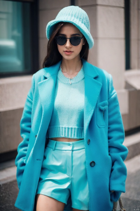 1girl,cyan theme, HUBG_Fashion_Girl, eluosi