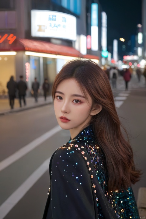 hubg_beauty_girl, hubg_jsnh,
(Cinematic Aesthetic:1.4) Photo of a beautiful korean fashion model bokeh city night