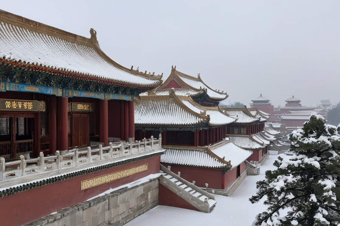 Beijing's Forbidden City, blanketed in snow, exudes a serene majesty. As the flakes fall softly, ancient walls and intricate roofs shimmer. Amidst the tranquility, history whispers secrets of dynasties past.