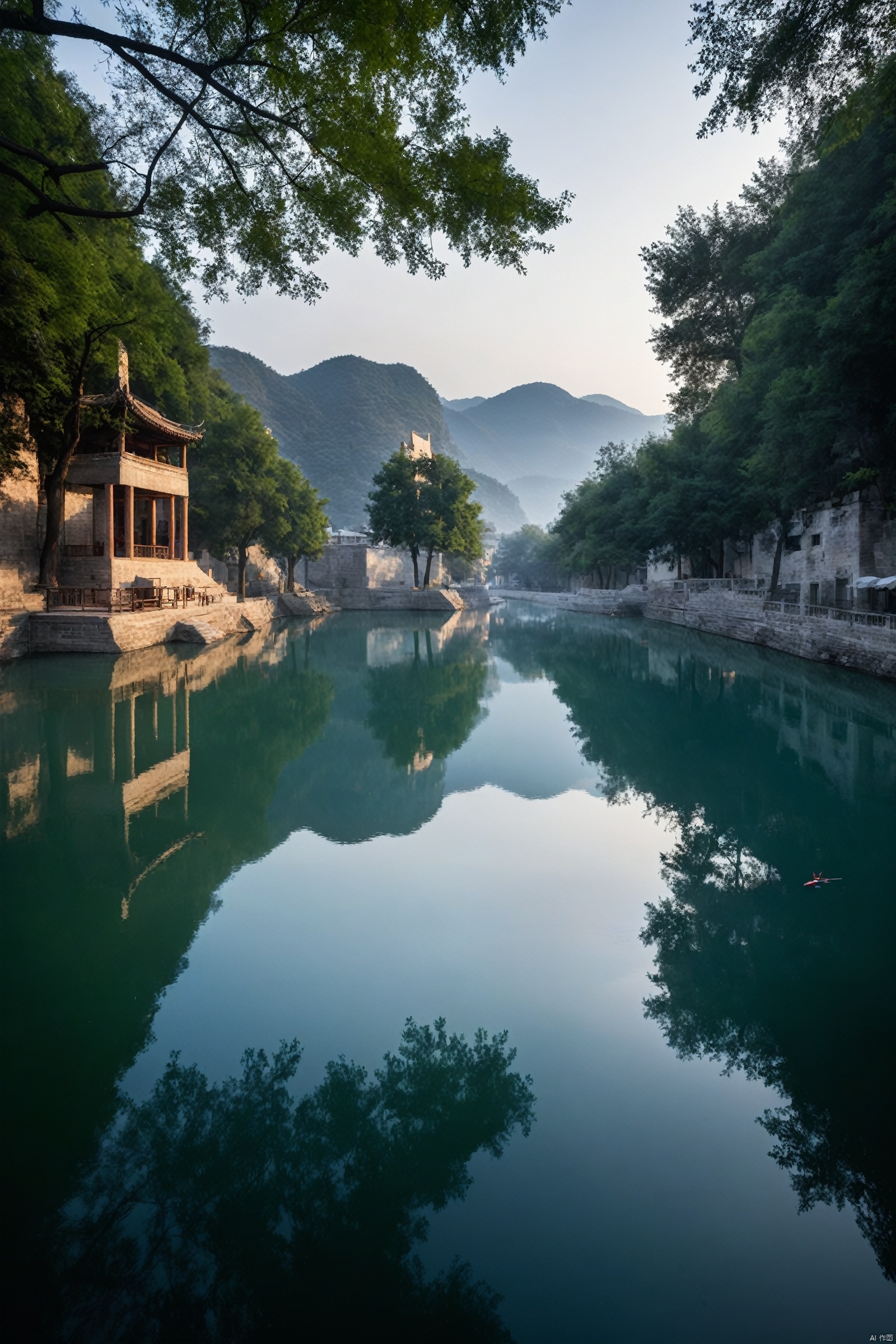 In Ganzhou, Bahjing Terrace offers a surreal view of the tranquil Gan River, captured in ethereal photography. Reflections dance upon the water's surface, blending reality with dreams. Amidst this serene ambiance, history whispers secrets of bygone eras.