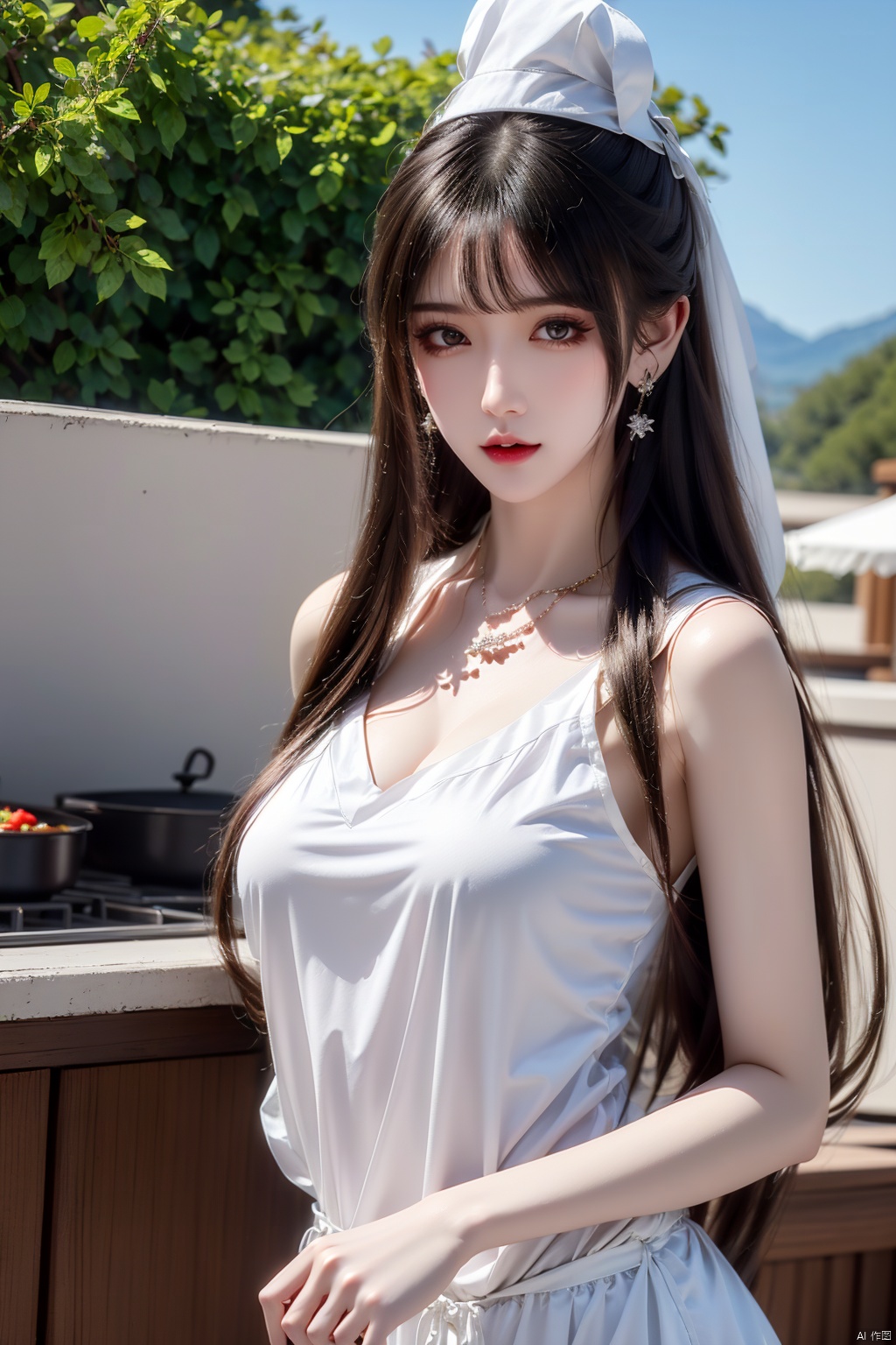  extremely detailed CG unity8 k wallpaper,masterpiece,best quality,ultra-detailed,best illustration,best shadow,an extremely delicate and beautiful,

Woman, in chef's uniform, Summer, outdoor kitchen, vibrant colors, Grill, cooking festival, culinary innovation, creating flavors, confident face, (photo realistic: 1.3), Natural lighting, (food enthusiast skin: 1.2), 8K ultra-hd, DSLR, high quality, high resolution, 8K, sizzling dishes, culinary creativity, ChefWoman, Flavorful age, chef's hat, apron, wooden spoon, condiments, passion for gastronomy, CulinaryArtisan., 1girl,moyou