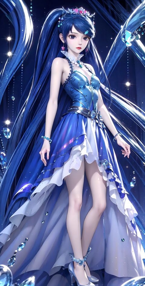  Long white,long legs, smooth legs, Standing, lotus background, wearing lotus skirt, exquisite crystal shoes, wearing conservative conservative conservative fairy skirt, dream, transparent crystal pink butterfly, sparkling little drops of water, flowing long hair, surrounded by sparkling little drops of water, (clothes studded with sparkling diamonds, small pearls) tender white skin, ((Real sense)), movie lighting realism, super realism