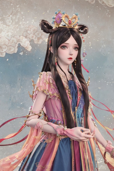 ,（ desert）Background,masterpiece, best quality, realistic, Highly detailed, simple background,yue,1girl, solo, yue , hair ornament , hanfu, 1girl, yue , hair ornament , hanfu